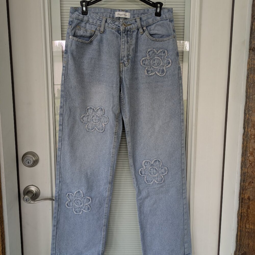 Flower Light Blue Denim Jeans